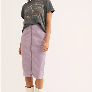 NWT Free People I Want It All Cord Midi Skirt in moss